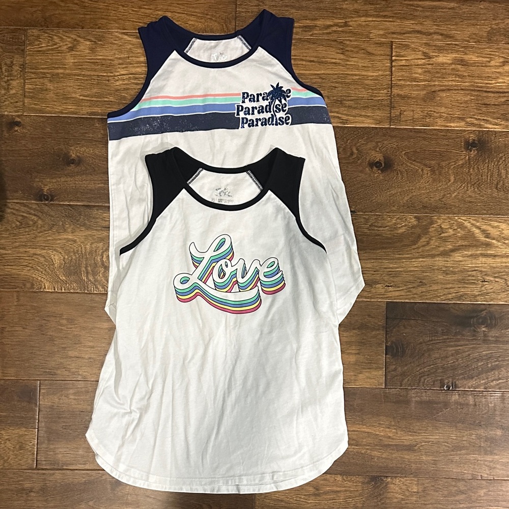 Justice Paradise and Love Tank Tops Size 12